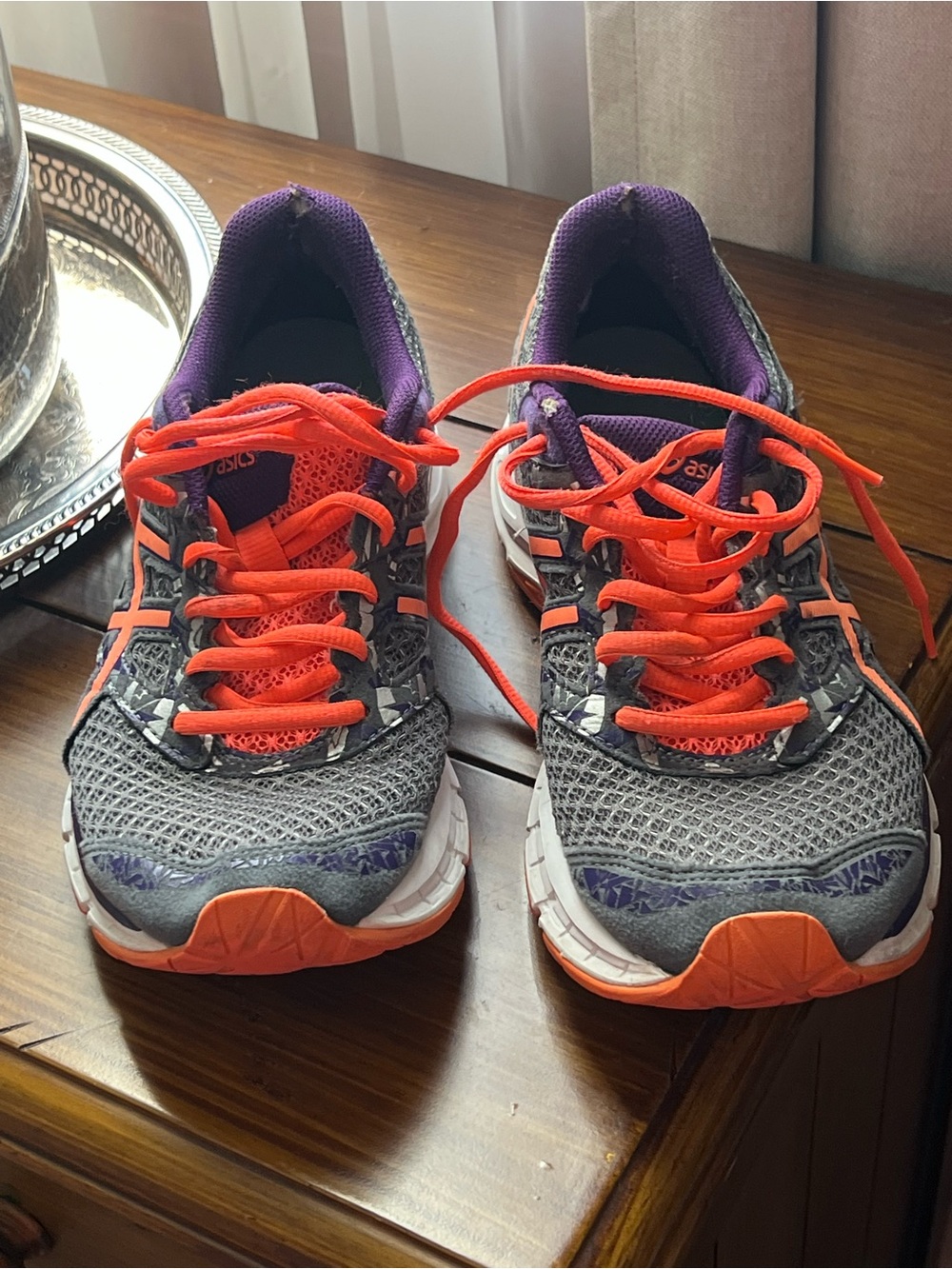 ASICS Women's Gray & Orange Running Shoes